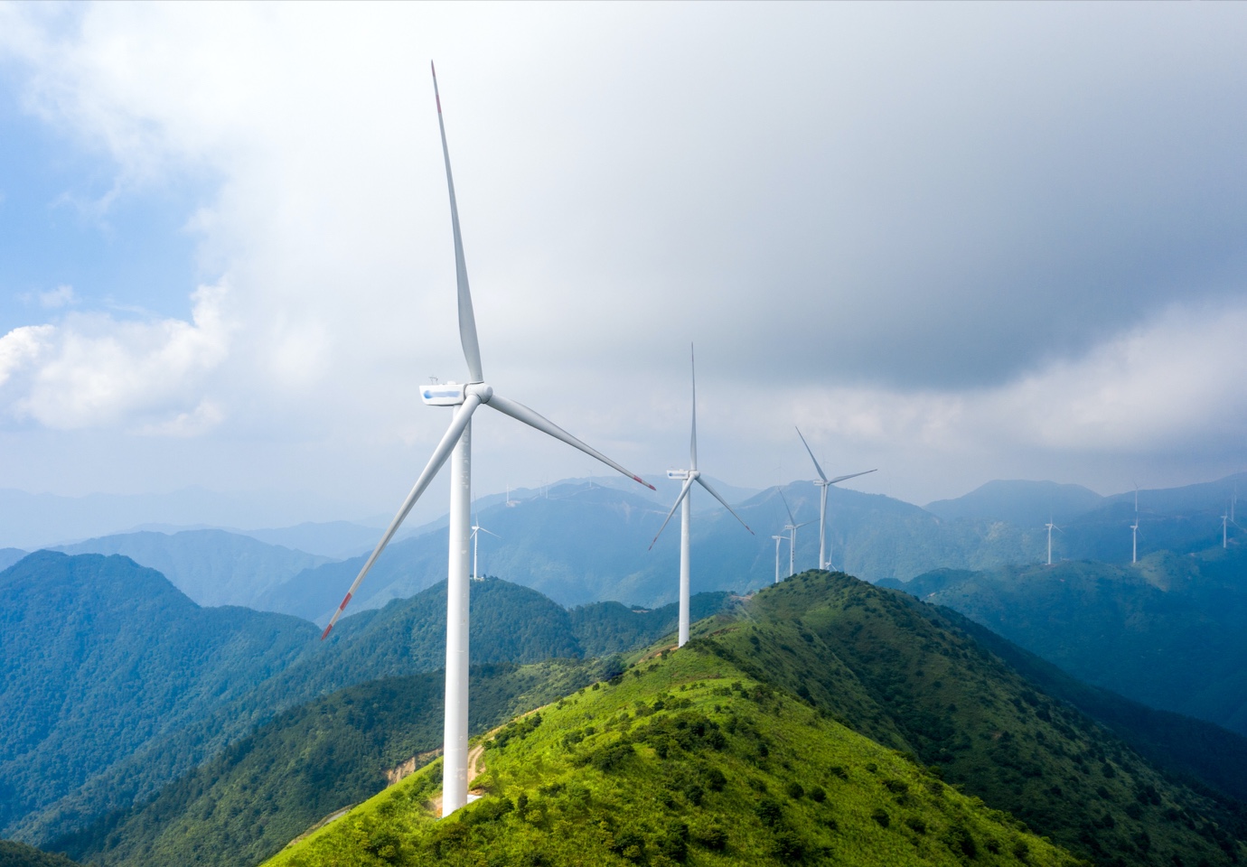 Large windmills on top of mountains